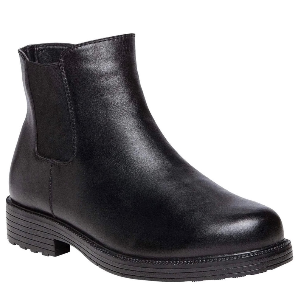 NEW Propet Truman leather black Chelsea boots faux fur lined size 9